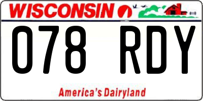 WI license plate 078RDY