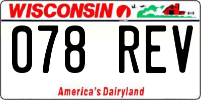 WI license plate 078REV