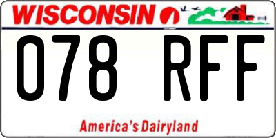 WI license plate 078RFF