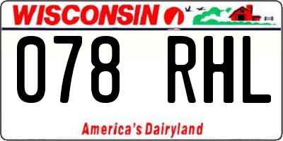WI license plate 078RHL