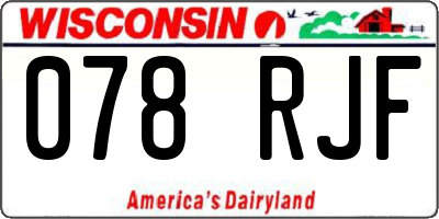 WI license plate 078RJF