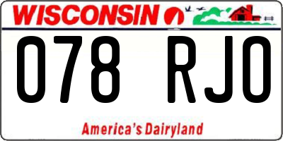 WI license plate 078RJO