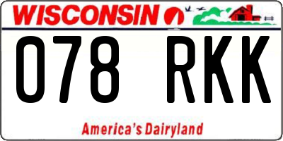 WI license plate 078RKK