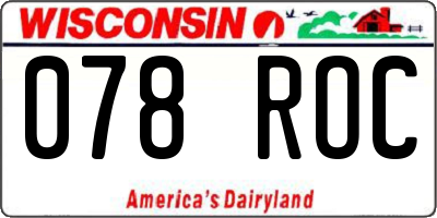 WI license plate 078ROC