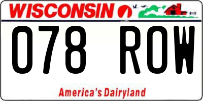 WI license plate 078ROW