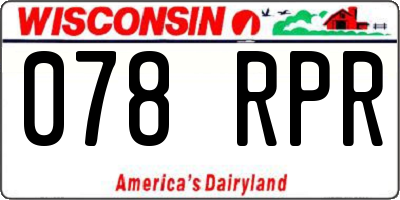 WI license plate 078RPR
