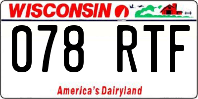 WI license plate 078RTF