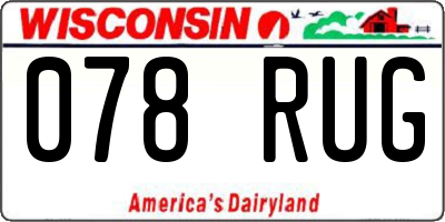 WI license plate 078RUG