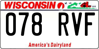 WI license plate 078RVF