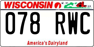 WI license plate 078RWC