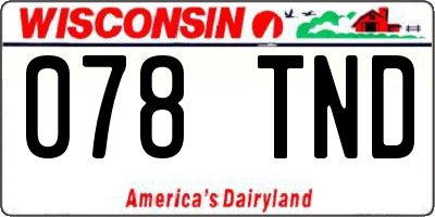 WI license plate 078TND