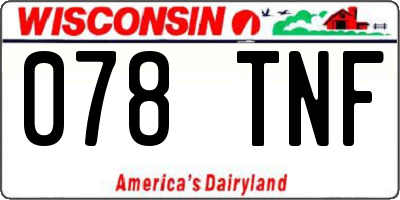 WI license plate 078TNF