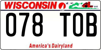 WI license plate 078TOB