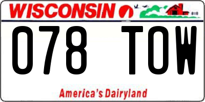 WI license plate 078TOW
