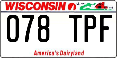 WI license plate 078TPF