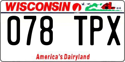 WI license plate 078TPX
