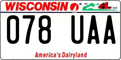 WI license plate 078UAA