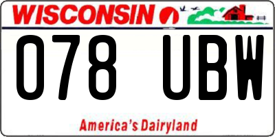 WI license plate 078UBW