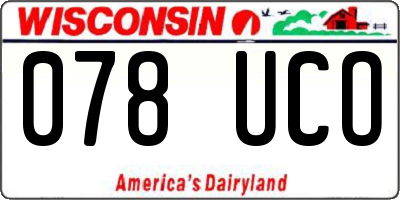 WI license plate 078UCO