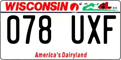 WI license plate 078UXF