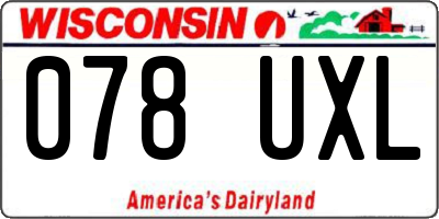 WI license plate 078UXL
