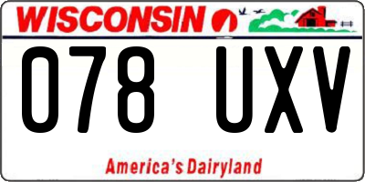 WI license plate 078UXV