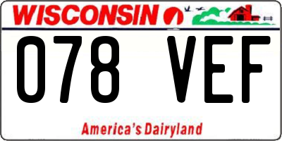 WI license plate 078VEF