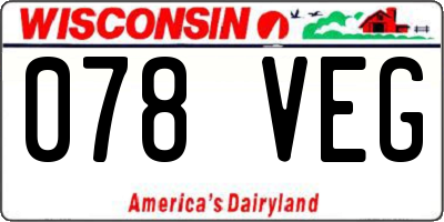 WI license plate 078VEG