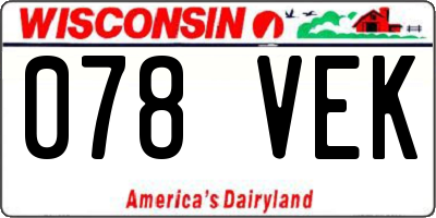 WI license plate 078VEK