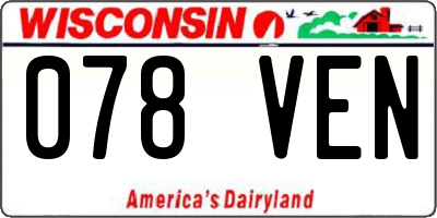 WI license plate 078VEN