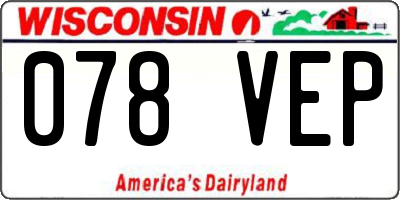 WI license plate 078VEP