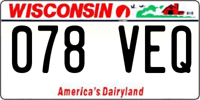 WI license plate 078VEQ