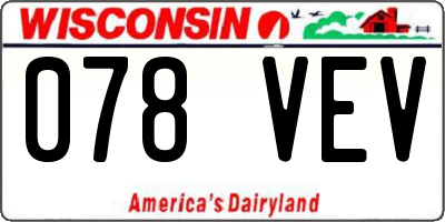WI license plate 078VEV