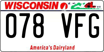 WI license plate 078VFG