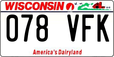 WI license plate 078VFK