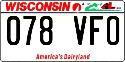 WI license plate 078VFO