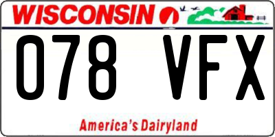WI license plate 078VFX