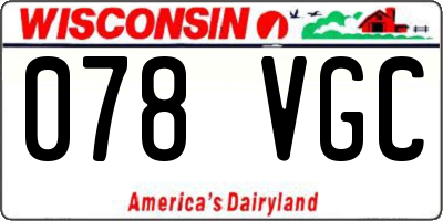 WI license plate 078VGC