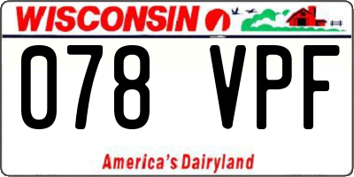 WI license plate 078VPF