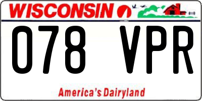 WI license plate 078VPR