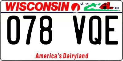 WI license plate 078VQE