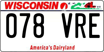 WI license plate 078VRE