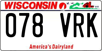 WI license plate 078VRK
