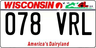 WI license plate 078VRL