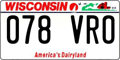 WI license plate 078VRO