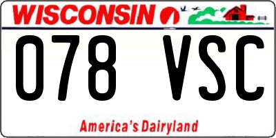 WI license plate 078VSC