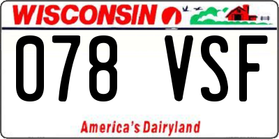 WI license plate 078VSF