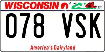 WI license plate 078VSK