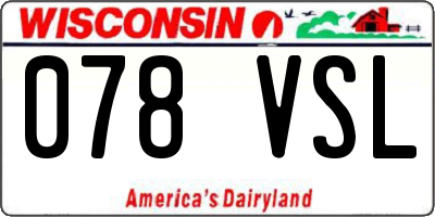 WI license plate 078VSL