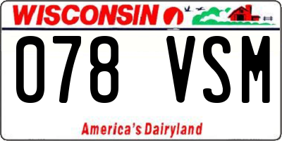 WI license plate 078VSM